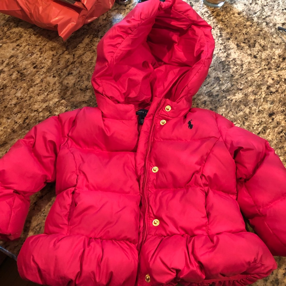 BNWOT Girls pink Polo Ralph Lauren puffer jacket
